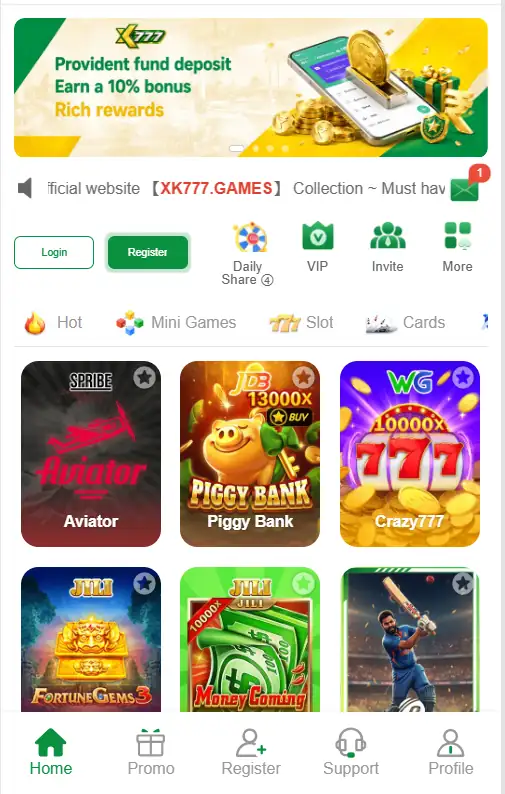 KX777 Game homepage